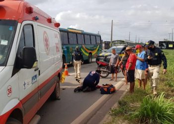 São Luís/MA – Motociclista sofre acidente na BR 135, altura do Km 03, na Vila Esperança