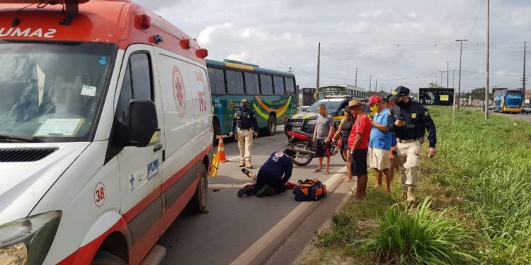São Luís/MA – Motociclista sofre acidente na BR 135, altura do Km 03, na Vila Esperança