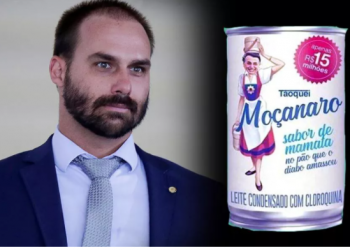 Eduardo Bolsonaro tenta justificar a compra de leite condensado para a dieta dos soldados