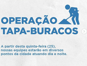 São Luís/MA – Prefeitura divulga locais do início da operação tapa-buraco