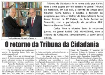 Carlos Nina e Moreira Serra anunciam a volta da Tribuna da Cidadania