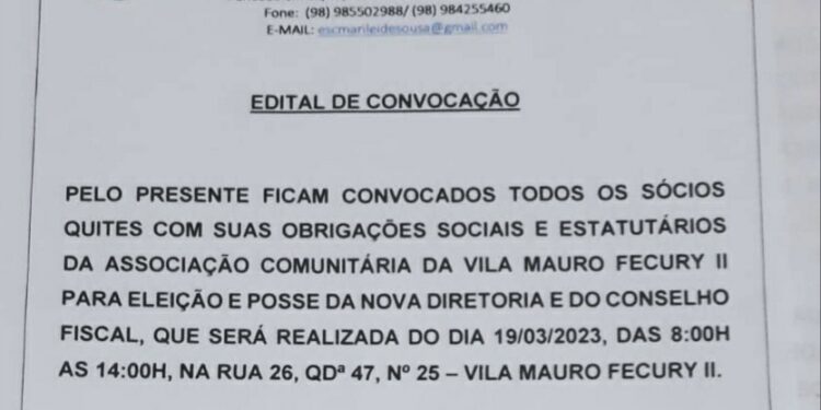 SÃO LUÍS/MA – EDITAL DE CONVOCAÇÃO
