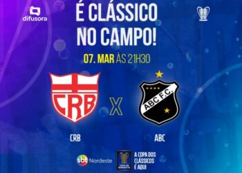 Copa do Nordeste: TV Difusora transmite a partida entre CRB e ABC nesta terça-feira (07)