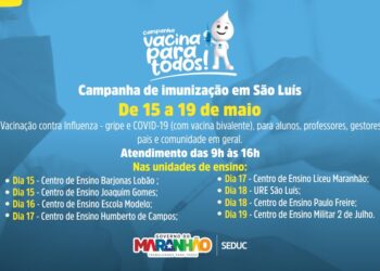 São Luís/MA – Escolas da Rede Estadual serão pontos de vacinação durante campanha contra Influenza e Covid-19
