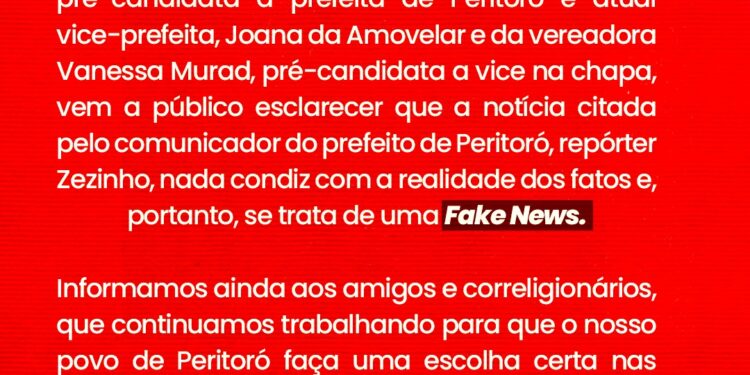 PERITORÓ/MA – NOTA DE ESCLARECIMENTO