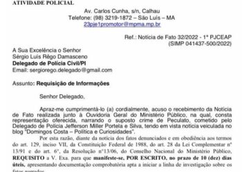 São Luís/MA – Avança a investigação do Ministério Público do MA contra Jefferson Portela por peculato
