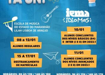 São Luís/MA – Escola de Música do Maranhão e Iema Idiomas iniciarão rematrículas na próxima semana