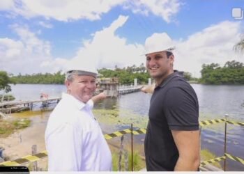 BARREIRINHAS / MA – Secretário Orleans Brandão integra grupo do governo na visita às obras da ponte sobre o Rio Preguiças que dará acesso aos Lençois Maranhenses.