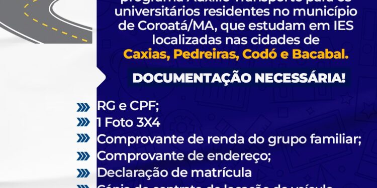 COROATÁ/MA – Auxilio transporte universitário