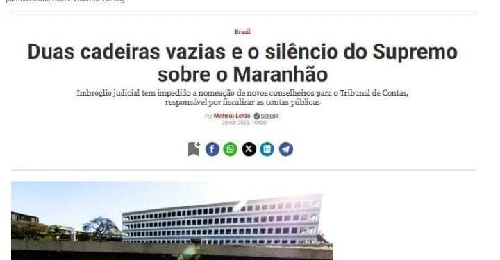 DEU NA VEJA: Duas cadeiras vazias e o silêncio do Supremo sobre o Maranhão